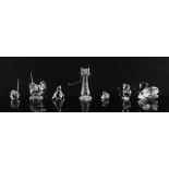 Property of a deceased estate - seven Swarovski crystal models - a cat, swan (x2), mouse (x2),