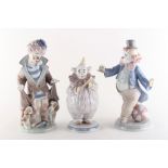 Property of a deceased estate - three Lladro Clown figures - Fat Clown, Surprise & Clown holding a