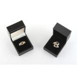 Property of a gentleman - two modern 14ct yellow gold gem set rings, sizes N/O and O,