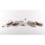 Property of a lady - a quantity of silver mounted items including dressing table jars & brushes (a