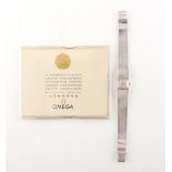 Property of a lady - a lady's Omega 9ct white gold square cased wristwatch on integral 9ct white