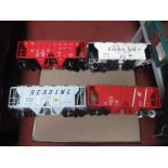 Four Aristocraft "G" Gauge Unboxed USA Outline Bulk Hoppers, Golden Leaf Flour, Central Railroad,