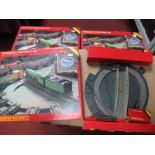 Four Hornby "OO" Gauge/4mm Ref R410 Operating Turntable Sets, boxed playworn, missing small parts.