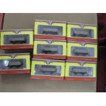 Eight Oxford Rail "OO" Gauge/4mm Ref OR76MW6002 Boxed Seven Plank Coal/Ore Wagons, appear unused.