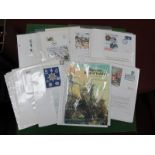 A Collection of British Army Museum Cards, on album pages and a special Isle of Man stamp collection