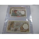 Six Banque De France Banknotes, (1938-1942), comprising of Five Francs, W.66403, 977, 28=11=1940,