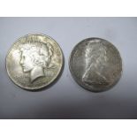 Canada One Dollar Coin 1965, United States of America 'Peace' Dollar 1925.