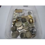 An Interesting Collection of Predominately Silver Coins and Oddments, including 25 Cents Canada