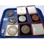 Two Winston Churchill 1945 Allied Victory Medallions by Loewental, a cased Queen Victoria Diamond