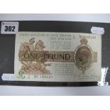 George V One Pound Banknote, (Fisher - Secretary to the Treasury), CI 62, No. 069410, faults include