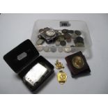 An Interesting Collection of Coins, Badges, Medallions, including U.S. half dollar 1964, George