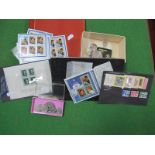 A Small Quantity of Coins, Coin Replicas, nine Charles and Diana mint stamps, United States One