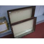 Two Wooden Glass Fronted Wall Mounted Display Cabinets, suitable for displaying smaller scale