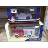 Two Diecast Model Fire Service Vehicles, including Eligor 1:43rd scale #114213 Scania double