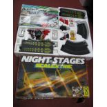 Two Scalextric Slot Car Racing Sets, comprising of Night Stages Ford Escort XR3i Two Car Set, Austin