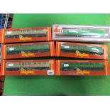 Six ''OO'' Gauge/4mm Boxed Coaches, a LIMA Ref.305332W BR green guard/parcels van R/No. M80855.