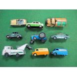 Six Mid XX Century Dinky Vehicles, one Spot-On and two Corgi including a Ford Supermajor Tractor,