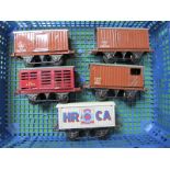 Five Hornby 'O' Gauge/7mm Post War Unboxed Items of Rolling Stock, Cattle Wagon, Brake/Goods Van,