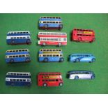 Ten Original Dinky Buses, including Atlantean, all playworn or repainted.