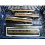 Five Graham Farish ''OO'' Gauge/4mm L.N.E.R 57 Foot Teak Coaches, four composite, unboxed, fair to