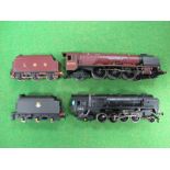 Two Hornby ''OO'' Gauge/4mm Unboxed Steam Locomotives, and Six Wheel Tenders. A Class 7P 4-6-2