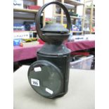 A BR (E) Railway Three Position Oil Lantern, very good, complete condition, black finish, twelve