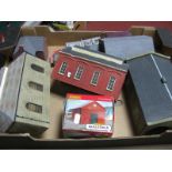 Six Hornby "OO" Skaledale Lineside Buildings, including stores, engine shed, housing, mostly
