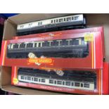 Four Hornby ''OO'' Gauge/4mm G.W.R Brown/Cream Clerestory Coaches. Ref No's R435 (2) and R436 boxed,