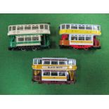 Three "HO"/"OO" Gauge Diecast Trams, motorised Corgi bodies fitted with Tershodo Motors, good