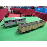 Two Hornby 'O' Gauge/7mm Pre-War Unboxed Items of No.2 Rolling Stock, a N.E Cattle Wagon (fair)