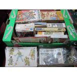 A Quantity of Plastic Model Kits and Figures, by Airfix, Heller, Matchbox and other, including