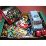 A Quantity of Playworn Diecast and Plastic Model Vehicles, by Matchbox, Dinky, Lintoy and other;
