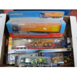 Six Diecast and Plastic Model Commercial and Construction Vehicles, by Newray, Dickie, Cararama