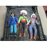 Three Plastic Model Action Figures by Model Toys Ltd, including Cowboy and Mexican characters,