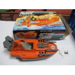 Hasbro Action Force Devil Fish Plastic Toy Boat, (circa 1986), twin outboards, six missiles present,