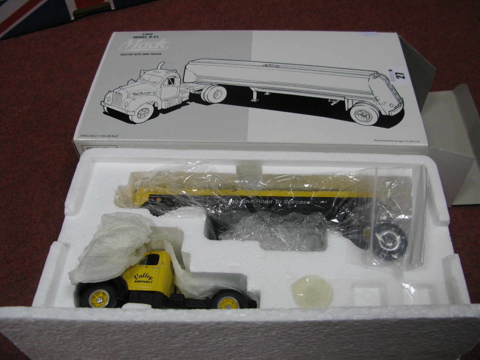 First Gear 1:34th Scale Diecast Model Mack 1960 Model B-16 Tractor with Tank Trailer, boxed,