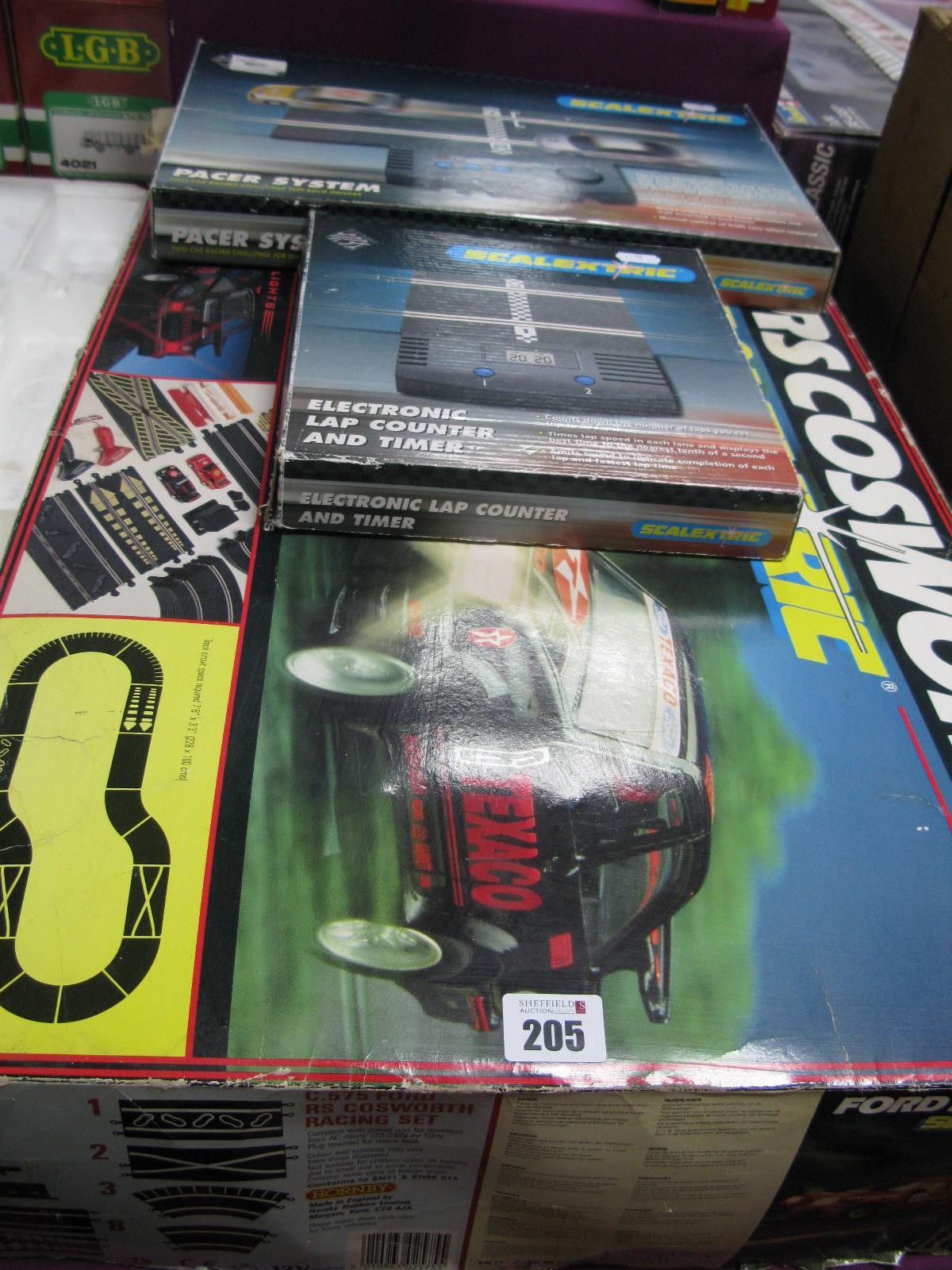 Ford RS Cosworth Scalextric Slot Racing Set, including two Ford Sierra RS Cosworth Scalextric Racing