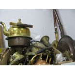 Brassware, including globe on stand, door knocker, horse wall brackets, spoons etc:- One Box, plus a