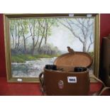 Wraystar 8 x 40 Pair of Binoculars, (cased), together with an oil on board by Anne Holmes, Cornwall,