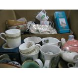 Wedgwood and Royal Stuart Coffee Cups and Saucers, other China, pottery, brass ware, perfume:- One