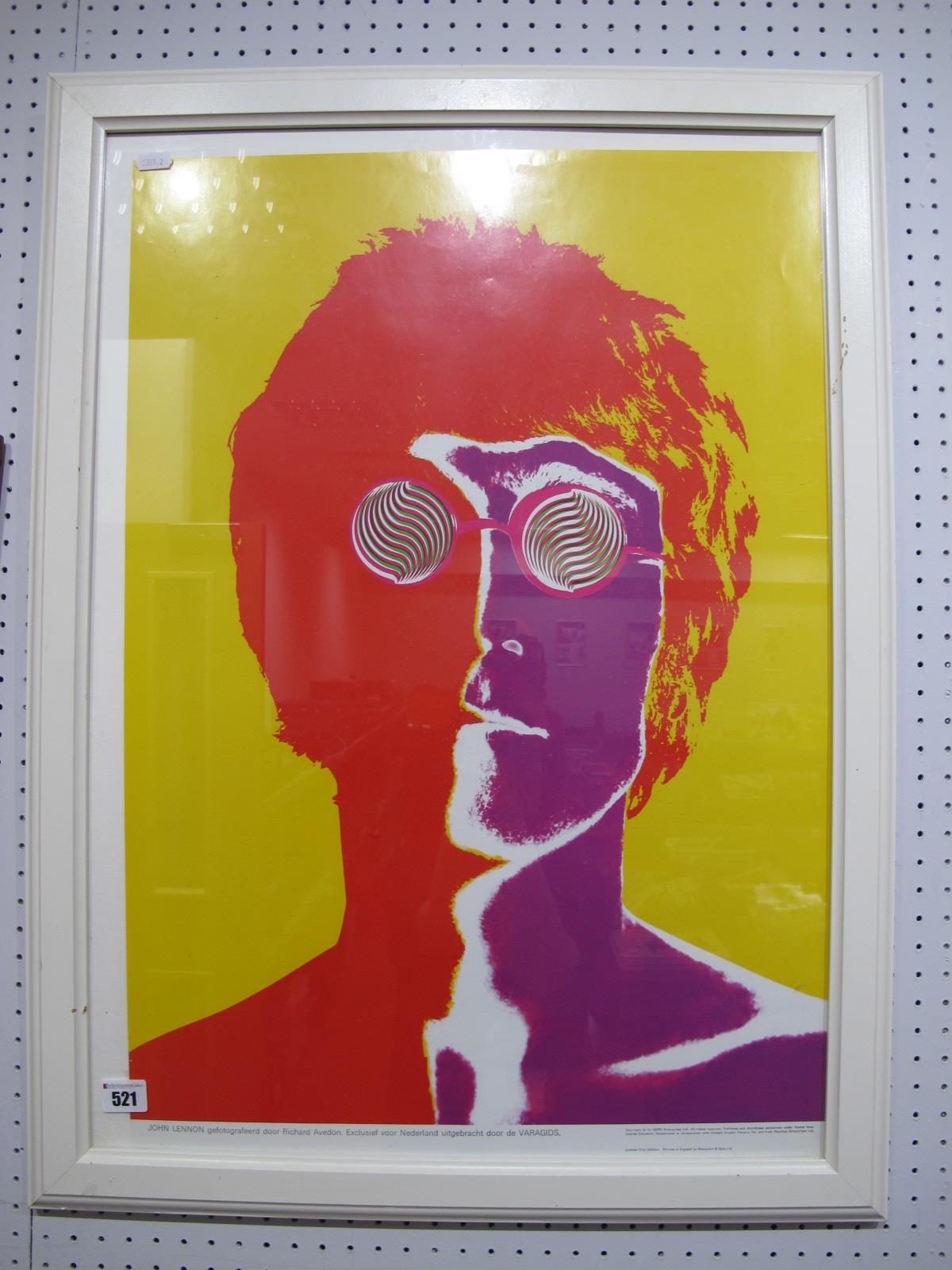 A Limited Edition Framed Print of John Lennon, after Richard Avedon, copyright by NEMS Enterprises