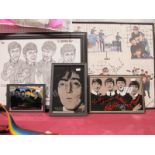 Beatles Interest: Five framed modern pictures.