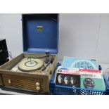 A Dansette 'Major' Portable Record Player, (untested: sold for parts only); together with L.P's,