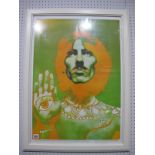 A Limited Edition Framed Print of George Harrison, copyright by NEMS Enterprises Ltd, frame measures
