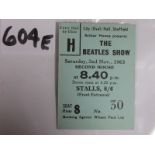 Beatles Concert Ticket: 'The Beatles Show' (Headliners), Saturday 2nd November 1963, Second House