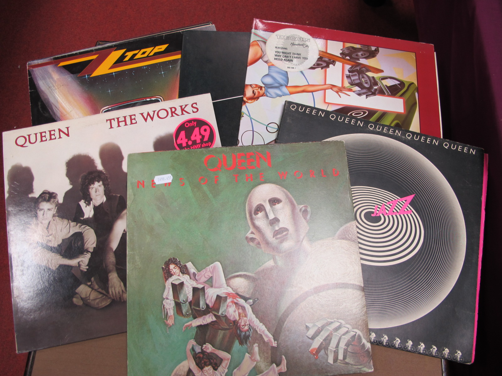 Eight L.P.'s to include Queen-News of The World, The Cars-Heartbeat City, Pink Floyd-The Dark Side