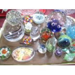 Glass Paperweight, with bubble glass inclusions and other glass paperweights, etc:- One Tray