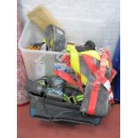 Various Tools, including Clarke nail gun Erbauer sander, safety harness etc:- One Box
