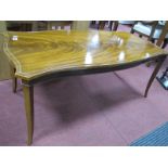 XX Century Mahogany Rectangular Serpentine Shaped Coffee Table, on splayed legs.