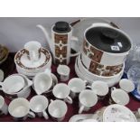 Meakin Studio Pottery, twenty five plates, two tureens, coffee pot, sugar and milk, two jugs, and